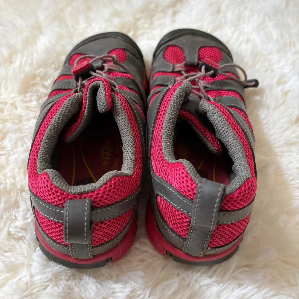 Keen Kids Pink Grey Leather Mesh Bungee Hiking Shoes Sneakers US 3 1008790